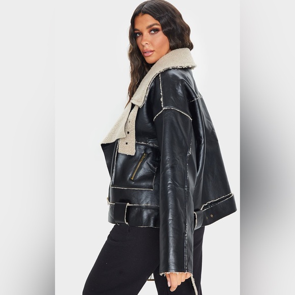 NWT PRETTYLITTLETHING AVIATOR JACKET ❤️ - Picture 3 of 3